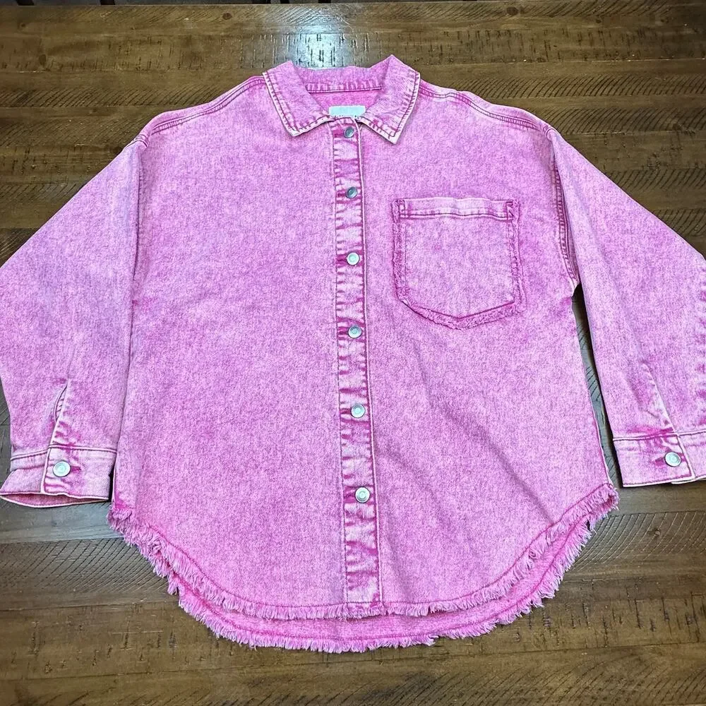 Celebrity Pink Women's Button Up Jeans Shirt Collared Long Sleeves Size M - Picture 3 of 16
